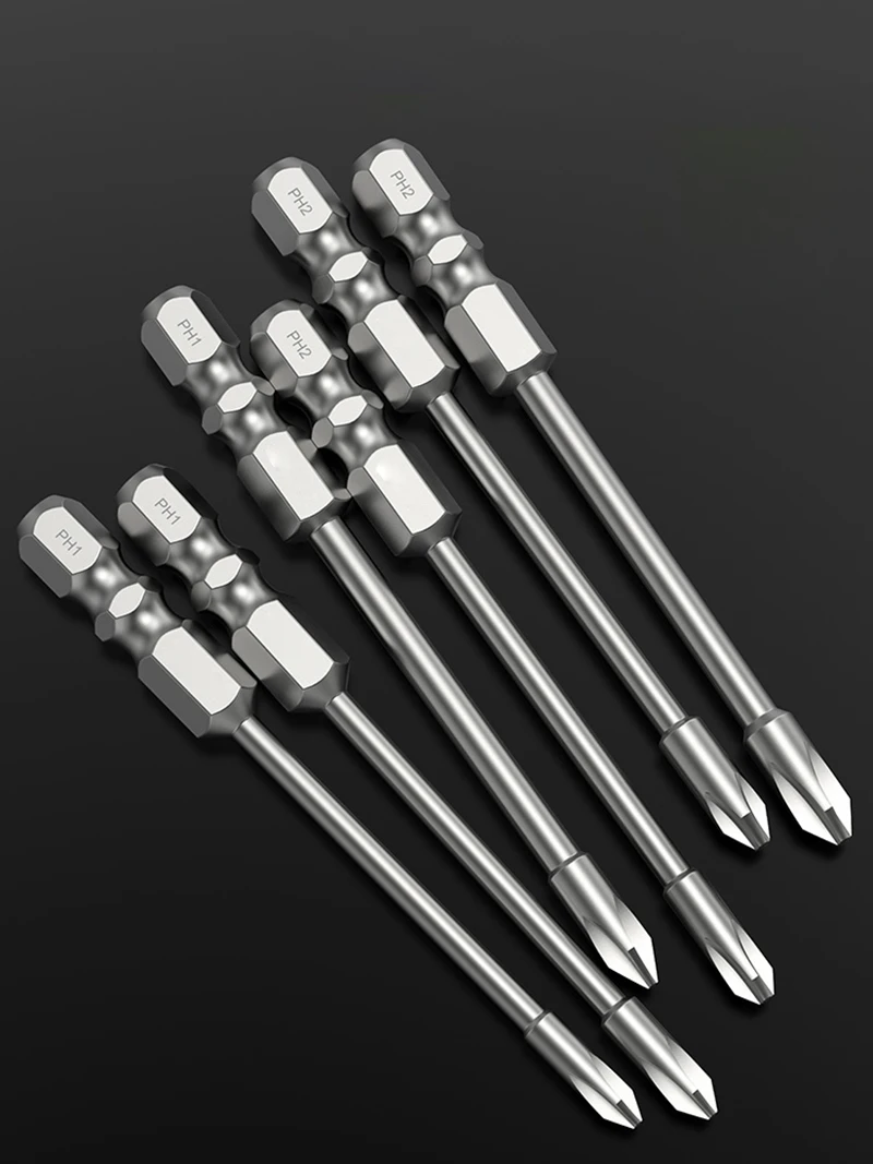 

10pcs 75mm/100mm Length S2 Magnetic electric 1/4' 6.35mm Hex shank High torque Phillips screwdriver bits Cross PH1 PH2 PH3 Tools