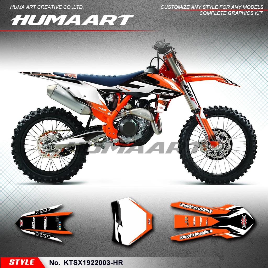 

Набор графических наклеек HUMAART для мотоциклов KTM 125 150 250 350 450 SX XC SXF XC-F 19 20 21 22, для оклейки и восстановления, KTSX1922003-HR