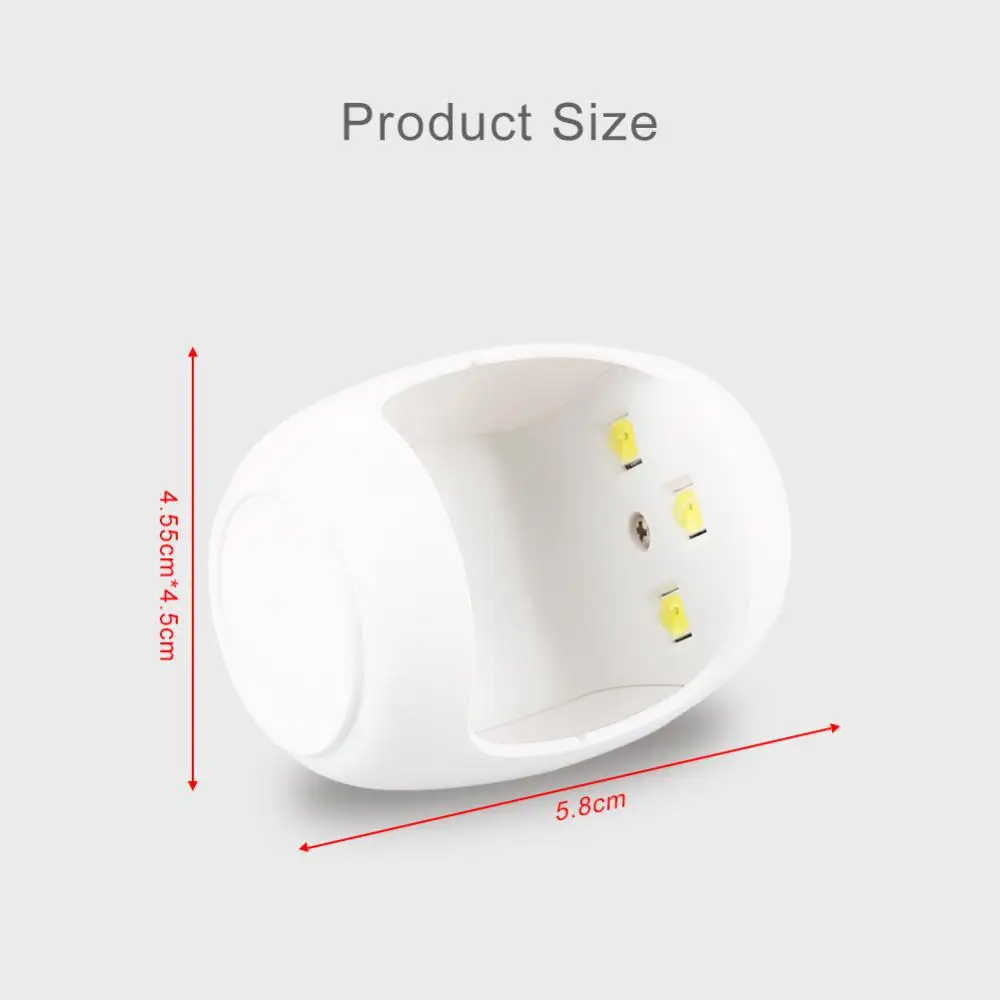 เครื่องเป่าแห้งด้วย USB เชื่อมต่อเล็บโคมไฟเล็บขนาดเล็กไข่อุปกรณ์ทำเล็บโคมไฟนิ้วเดียว3W เครื่องมืองานศิลปะเล็บสีขาว