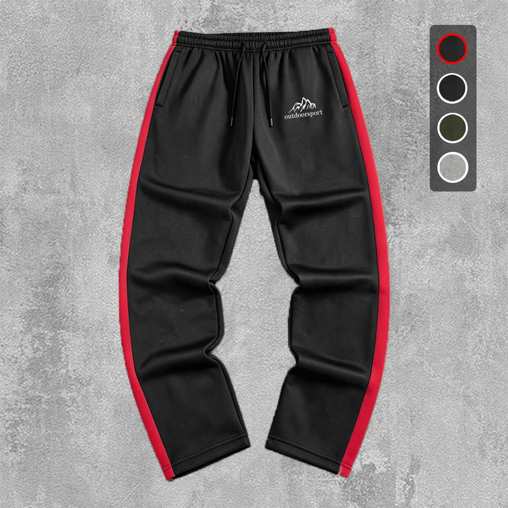 Men's Mountain And Word Print Athletic Trousers With Elastic Waist Drawstring Adjustment Perfect For Autumn Casual Commute Wear