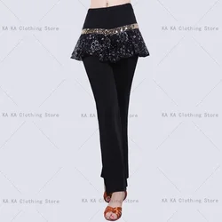 Latin Dance Costume Square Dance Costume Women Skirt Pants Women Lace Dance Pants Practice Performance Clothes Long Pants Mother