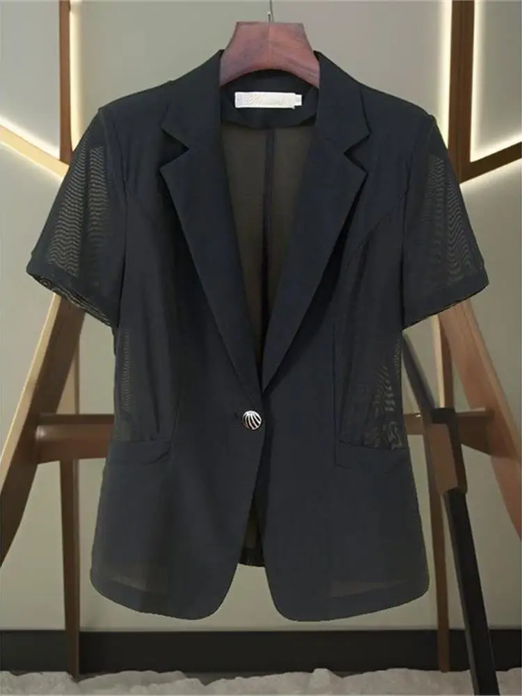 

Casual Short Sleeve Women's Jacket Lightweight Versatile Summer Outerwear Elegant High-End Match All Seasons