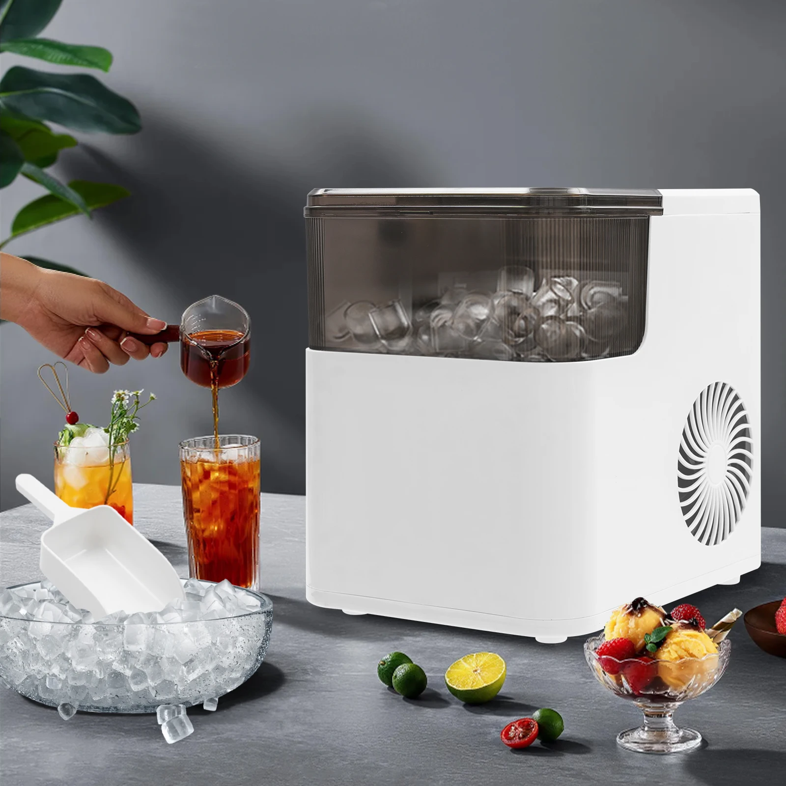 Smart Ice Maker Countertop, Electric Self-Cleaning Compact Ice Machine, Bullet Ice Makers Ideal for Home Kitchen Camping RV