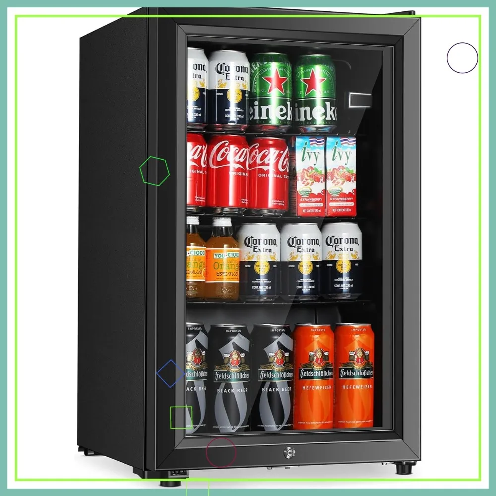 Mini Refrigerador de 2.3 Pies Cúbicos con Puerta de Vidrio para Refrescos y Cerveza, Estantes y Temperatura Ajustables, Enfriador de Bebidas de Bajo Consumo