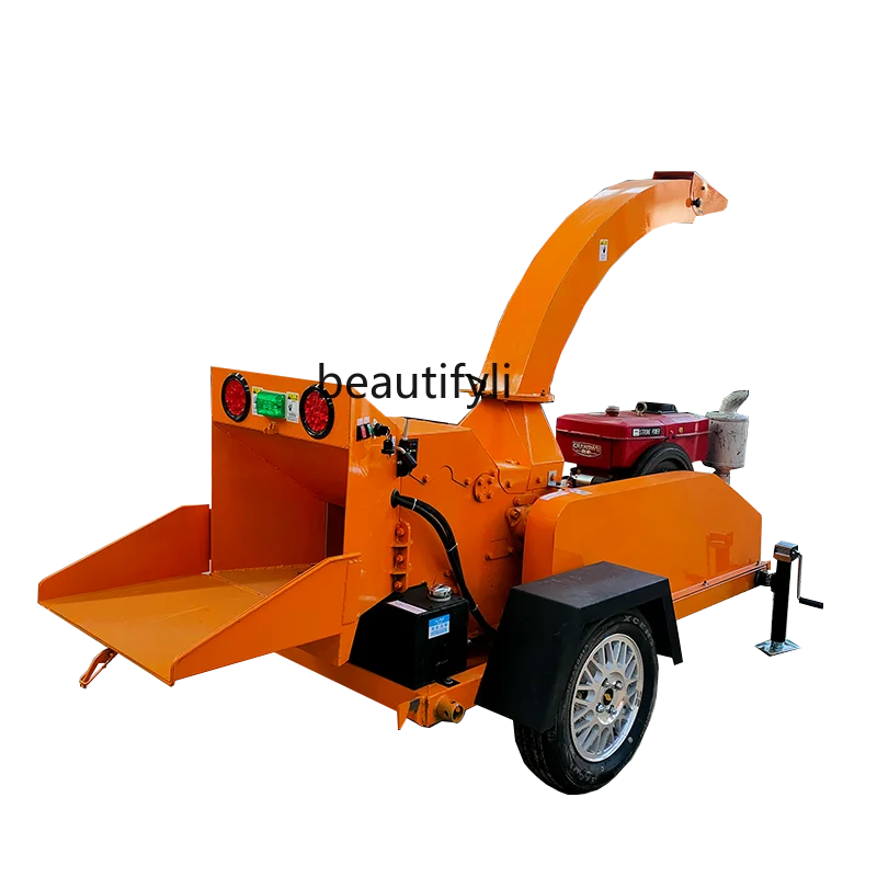 Small forest farm orchard branch grinder, mobile diesel branch grinder