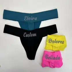 Custom Thong With Name Embroidery Thongs Personalized Panties Yoga Shorts Seamless Briefs Lingerie Fitness Gym Shorts