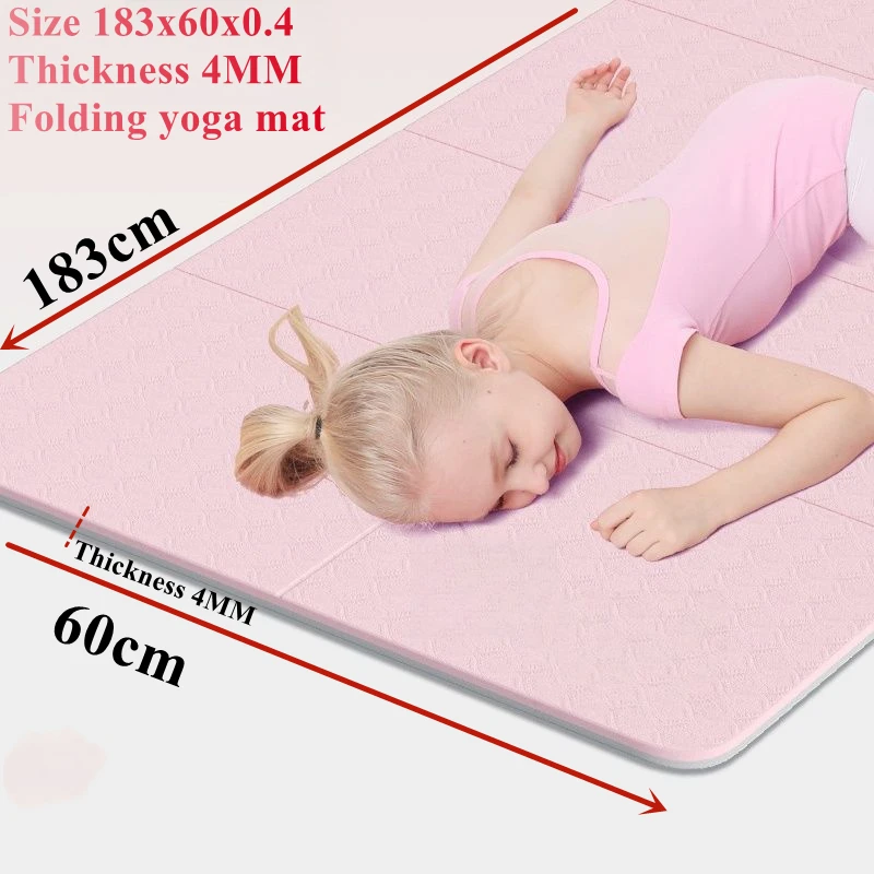 Portable Fold 183×60cm Yoga Mats Anti-slip Sport Fitness 4MM Thick Mat Blanket for Exercise Yog Pilates Gymnastics Mat Fitness