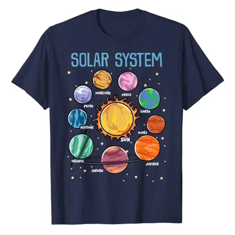 Solar System Planets Science Space Boys STEM Kids T-Shirt Astrophysics Like Mars The Sun Moon Stars Saturn Tees Tops 2024