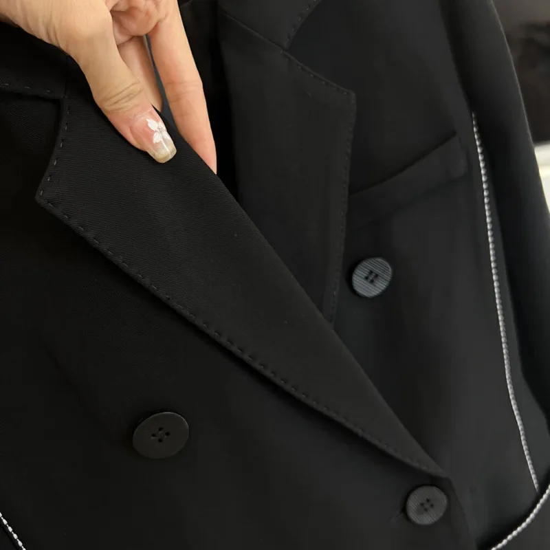 KWTX Blazer croisé décontracté pour femme Design à revers élégant Haute qualité Printemps Été 2025 Style Resort Coutures Premium