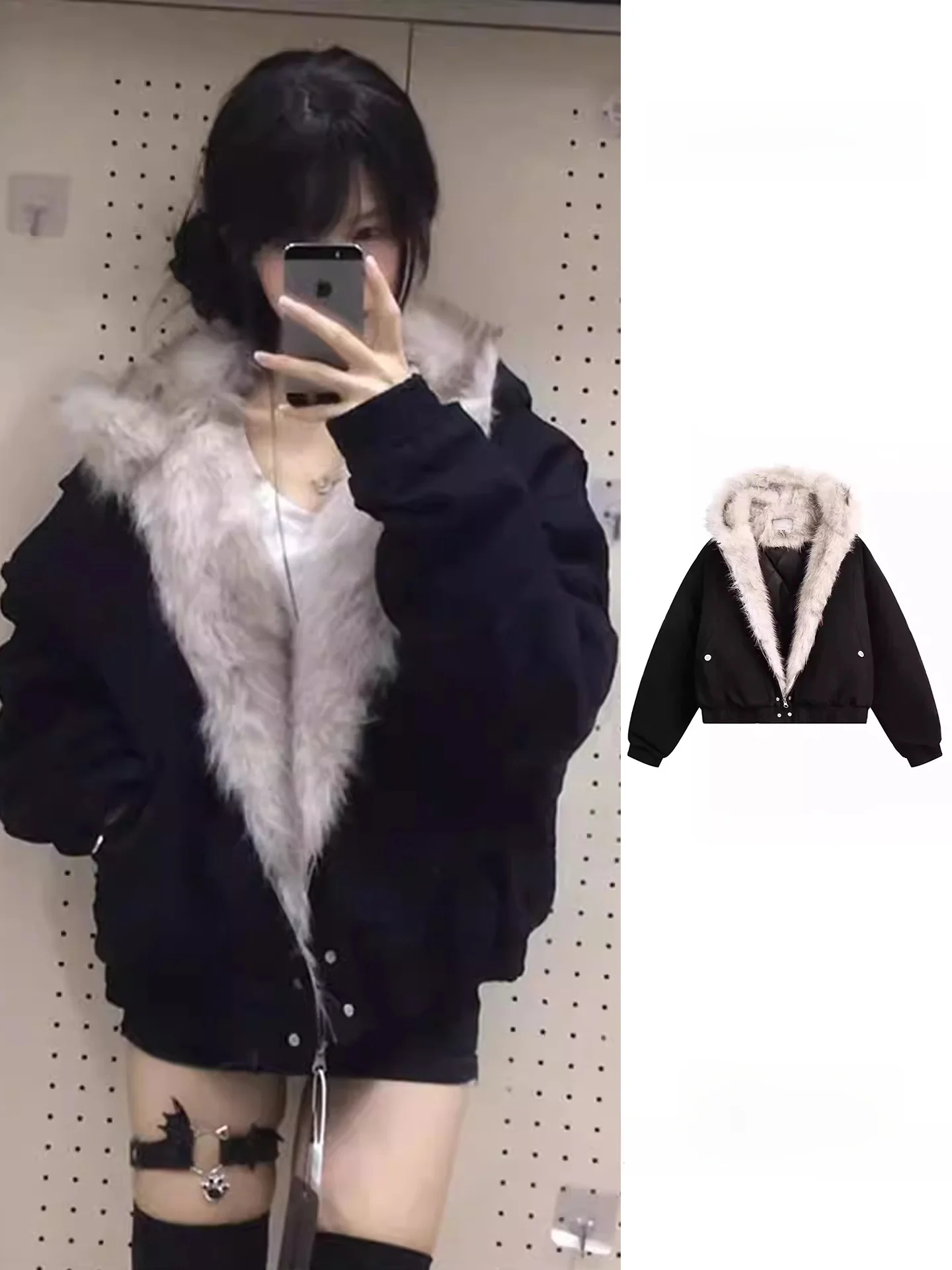 

Женское зимнее хлопковое пальто с меховым воротником и капюшоном в стиле ретро, пушистое свободное хлопковое пальто, теплое повседневное Sle