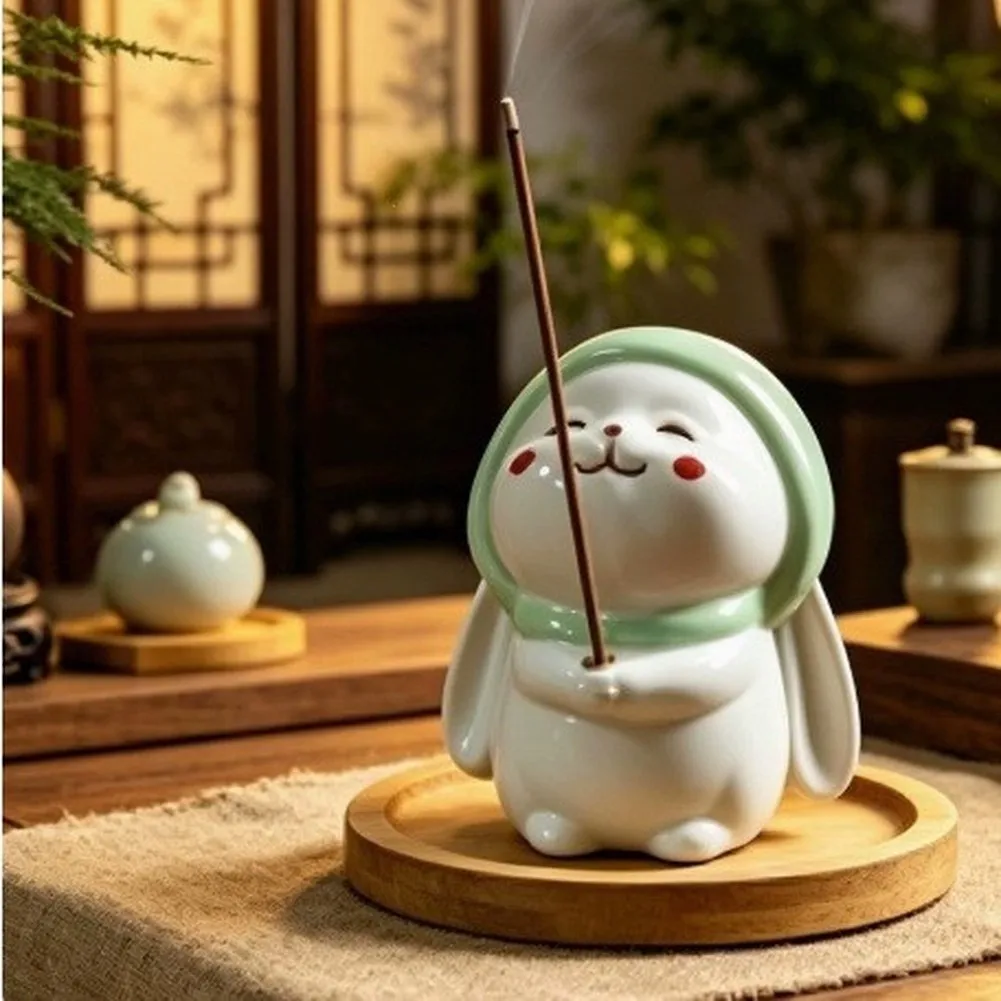 Porte-encens Lapin Mignon pour la Pratique de la Pleine Conscience – Idéal pour l'Intérieur et l'Extérieur