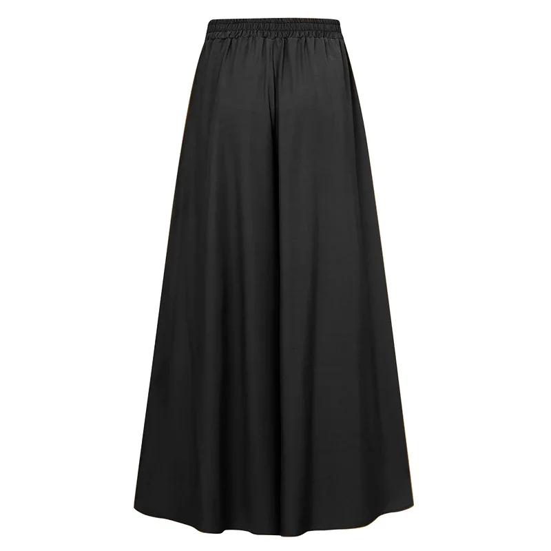 Spring And Summer Women's Plus Size Wide Leg Pants Ice Silk Fold Retro Minimalist Mid Rise Elastic Drape Straight Leg Trousers