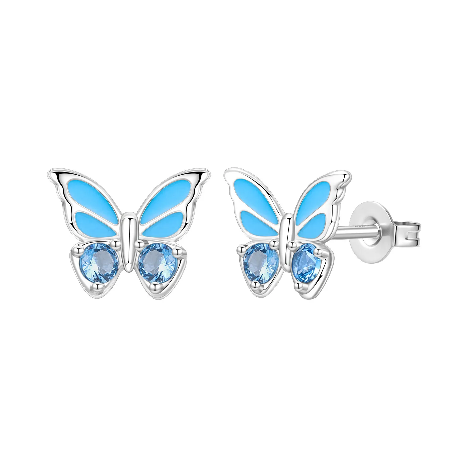Orstarry S925 Sterling Silver Blue Butterfly Insects Stud Earrings For Lady S925 Jewelry Party Anniversary Trendy Original Gifts