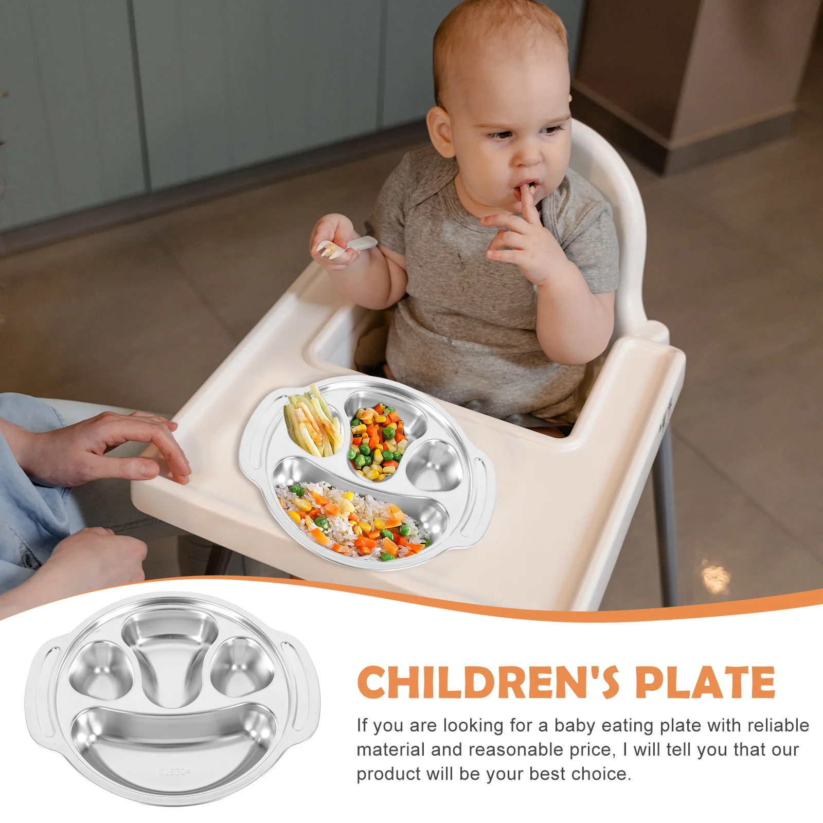

Food 's Plate Divided Tray Dinnerware Serving Plates Silver Childrens Portion