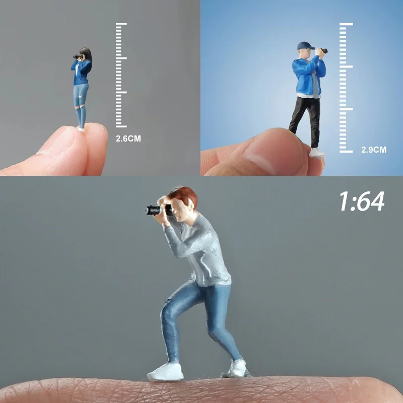 

Mini Scale 1:64 Color People Photographer Figure Model Kit Painted Characters Landscape Layout Diorama Materials