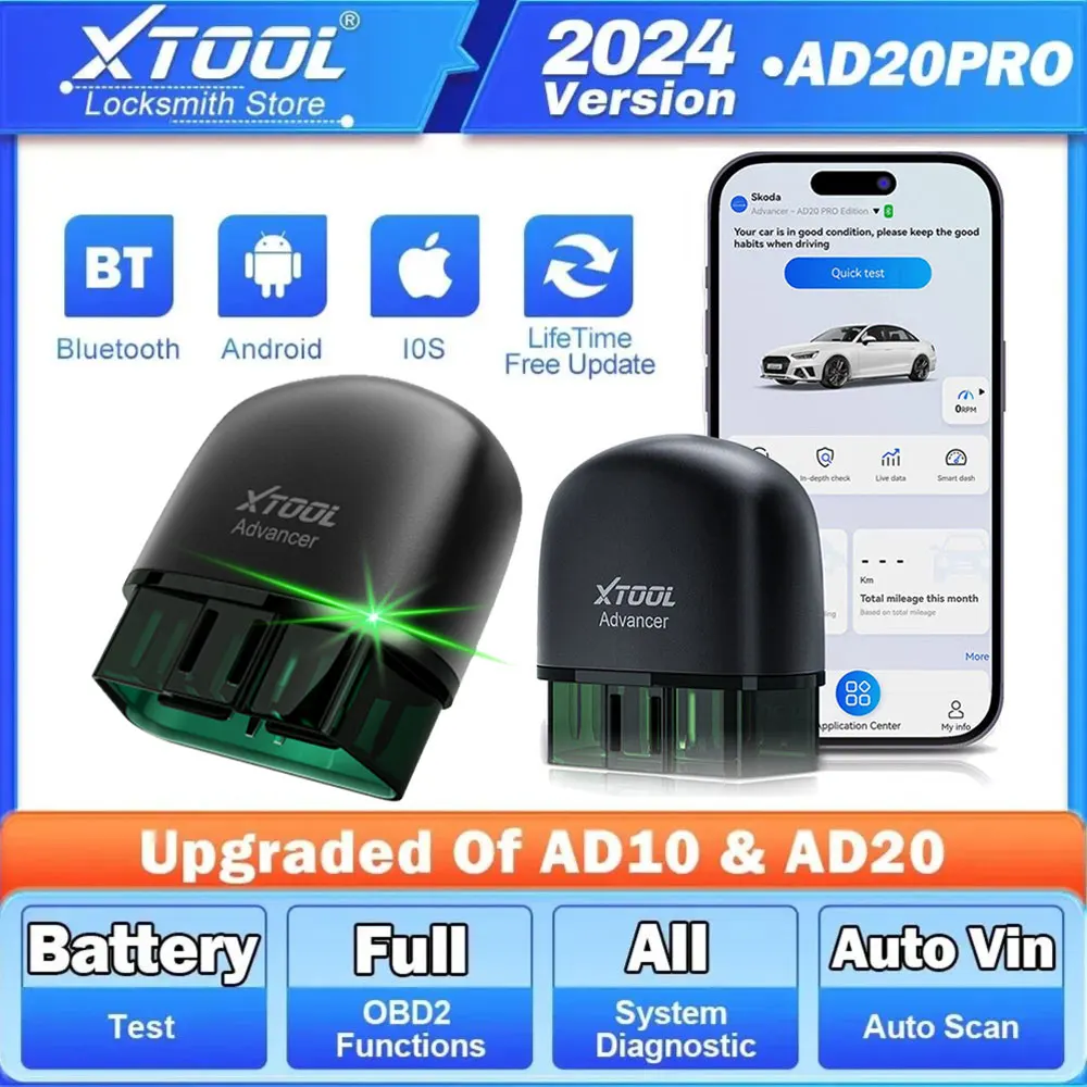 XTOOL Advancer AD20Pro All System Diagnostic Tools Car Code Reader Full OBD2 Function Scanner  Battery Test Upgraded of ELM327