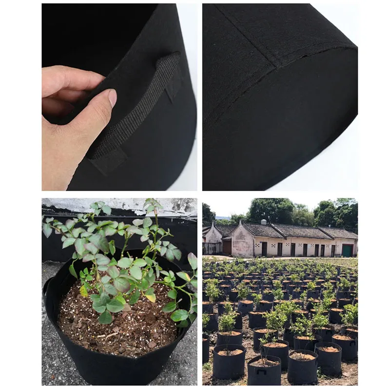 5PCS Felt Grow Bags 5/10/15 Gallon Thickened Gardening Fabric Vegetable Flower Planting Pots Greenhouse Garden Plant Nursery Pot gallery 5
