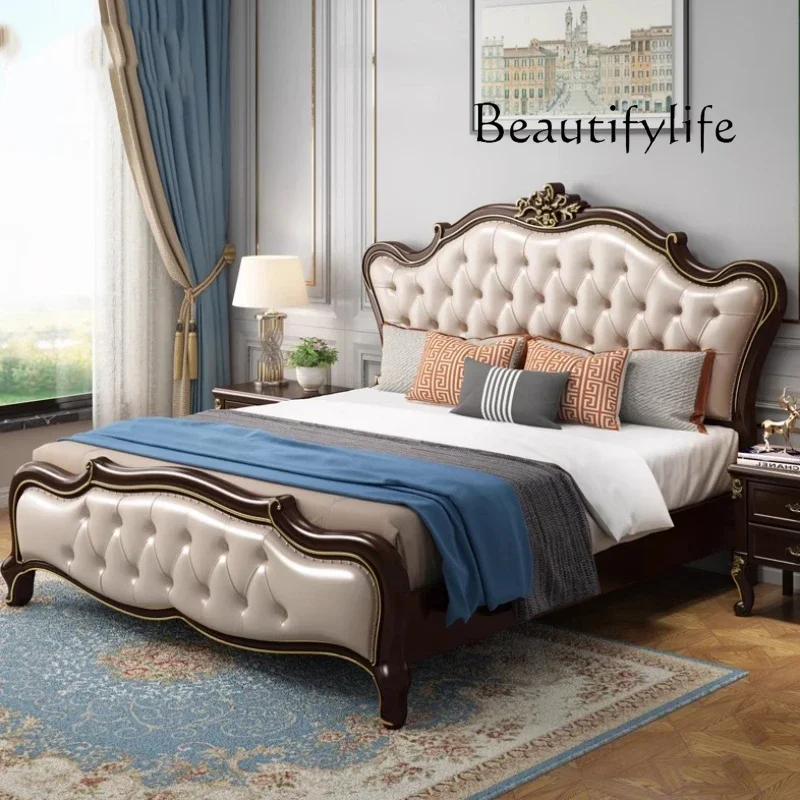 X European Luxury Double Bed Modern Whitr King Aesthetic Frame Double Bed High End Sleeping Lit Deux Place Furniture For Bedroom
