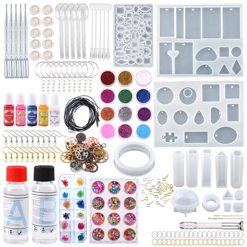 Silicone Molds Starter Kit with 1:1 Clear Epoxy Resin for Office Home Decor Art Craft DIY Jewelry Making Supplies Resin Moulds