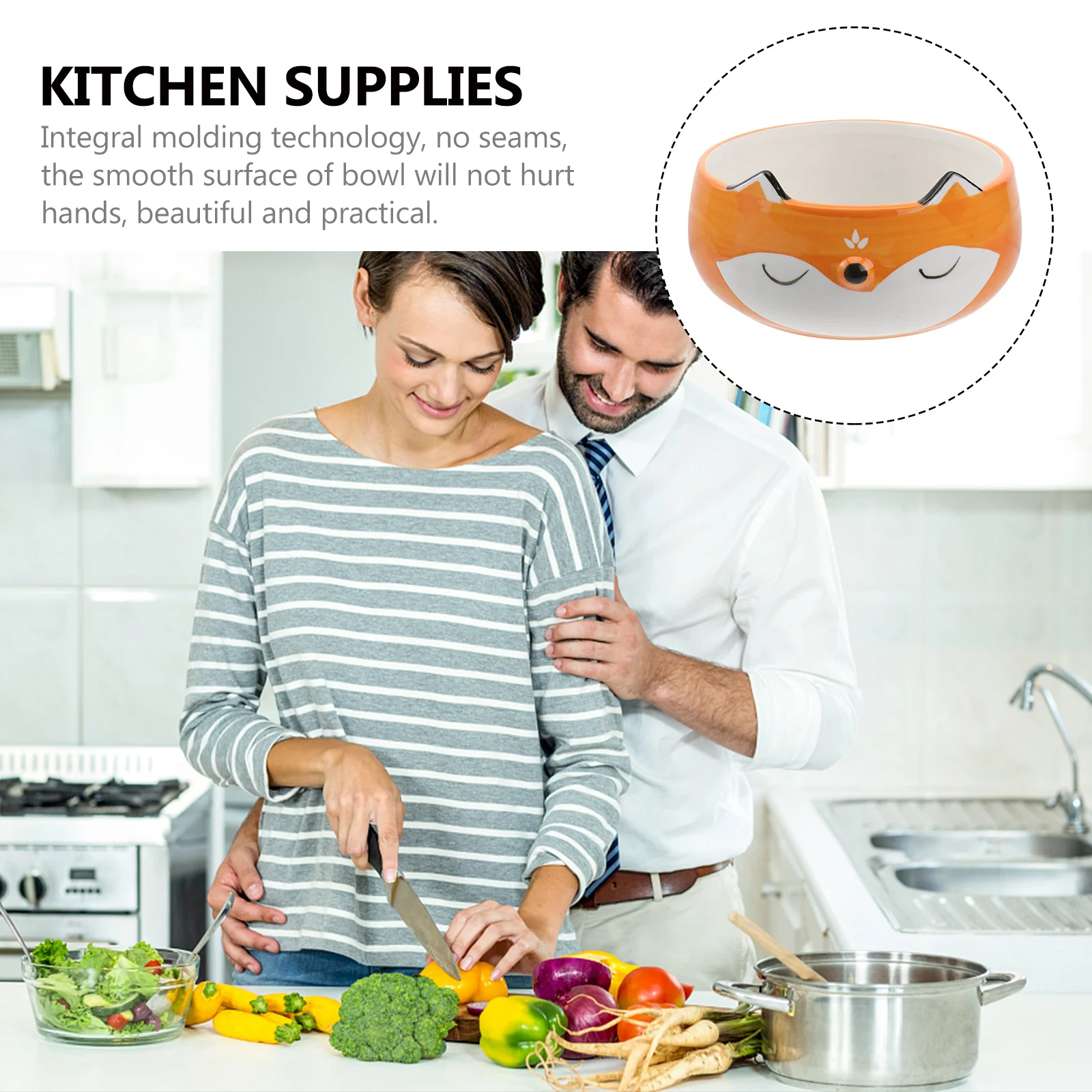

Salad Bowls Ceramic Snack Cute Fruit Rice Decorative Prep Orange Deep for Soup Dinnerware