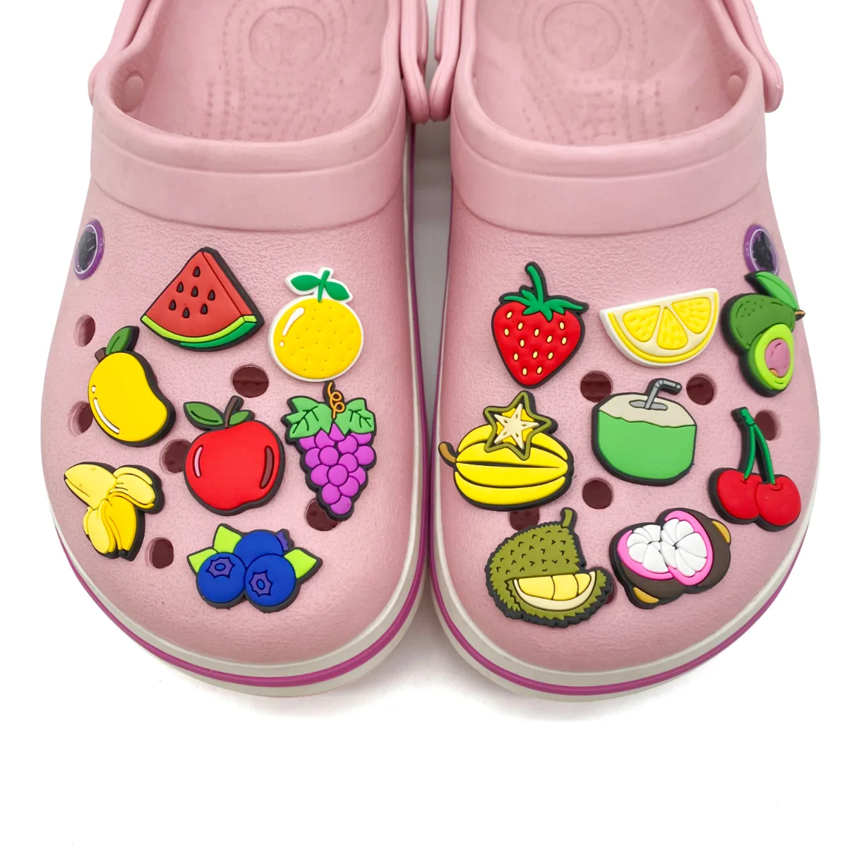12-Pack Fruit Shoe Charms - Assorted PVC Decor for Crocs, Beach Bags & Sandals - Cute DIY Gifts
