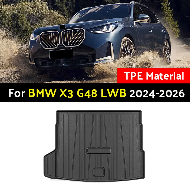 

Материал TPE, автомобильные коврики в багажник для BMW X3 G48 LWB MK4 2024 2025 2026-IN, водонепроницаемые коврики для багажника, коврики для хранения
