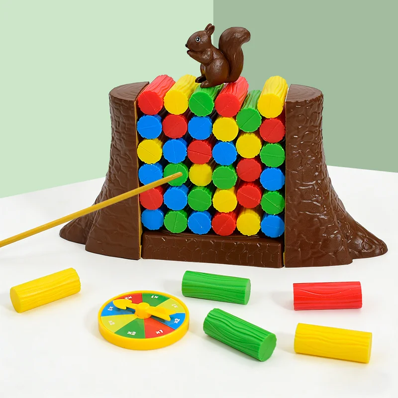 Squirrel Push Log Balance Board Game, Don’t Let Squirrel Fall, Kids Educational Stacking Toy, Family Party Interactive Desktop
