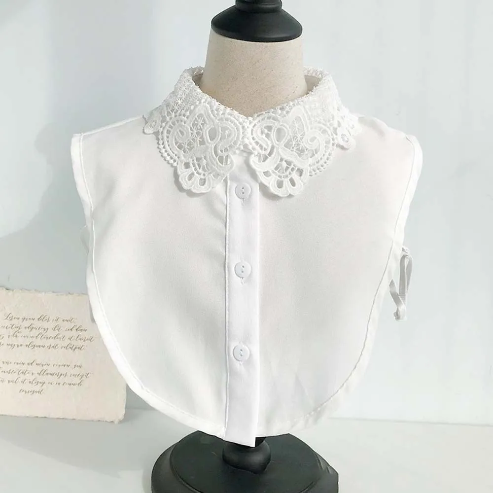 

Белый кружевной воротник-накладка, черная элегантная шаль, съемный винтажный воротник-накладка на грудь, имитация двухслойной блузки, декоративный воротник на плечи