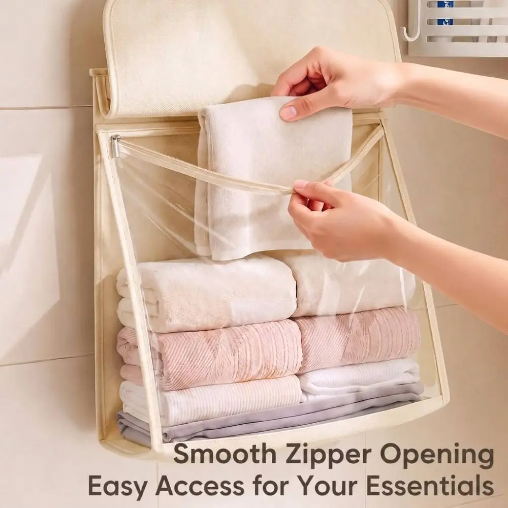 New Waterproof Bathroom Storage Bag Visible Window Foldable Wash Bag Transparent Carry Handles Clothes Organizer Bathroom Use