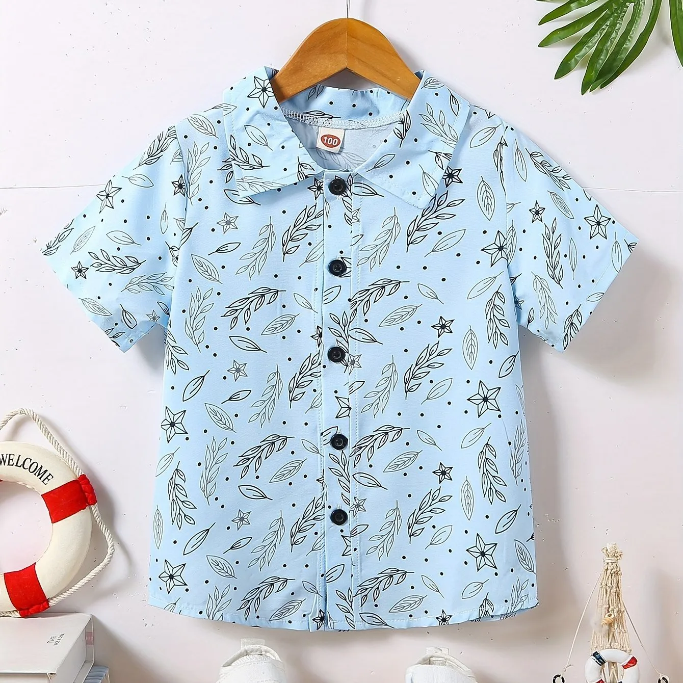 Boys Cute Cartoon Animal Pattern Button Down Lapel Shirt Kids Girl Short Sleeve Casual Summer Top for Daily Wear Vacation