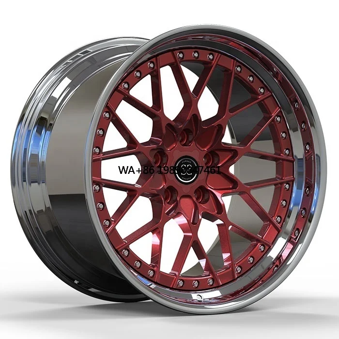 

Custom 5x120 2 Piece Forged Red Center Polished Barrel Concave Forged Car Alloy Wheels Rims
