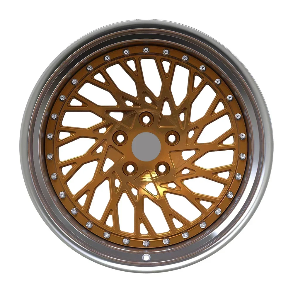 Roues forgées personnalisées pour Honda Civic, bord poli, face brossée orange transparente, jantes de 18 pouces, 5x114.3, voiture de tourisme, 2 pièces