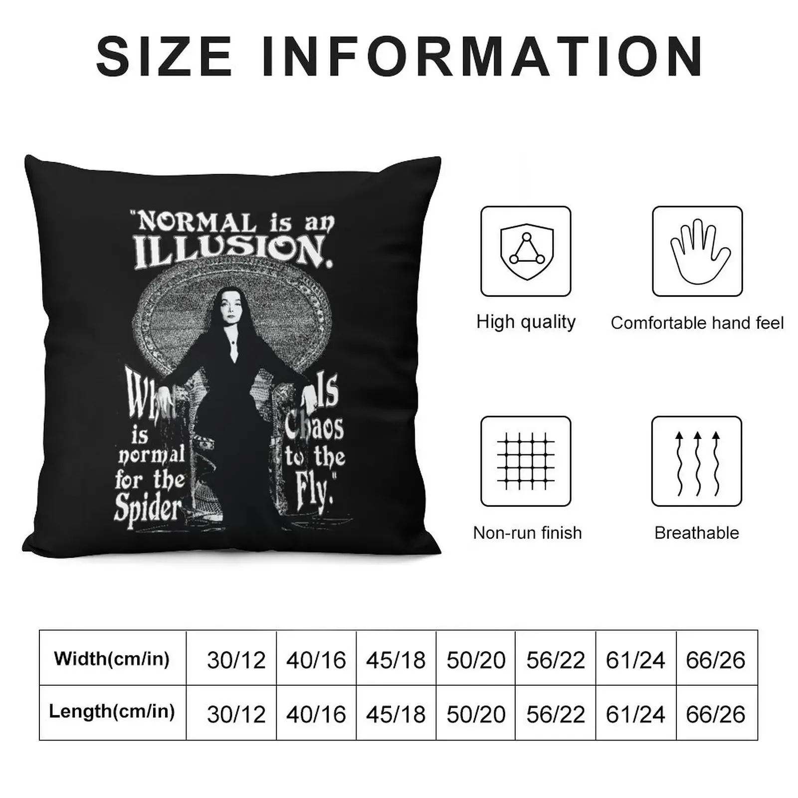 Morticia Addams-Normal Is An Illusion... Throw Pillow New year Sofa Cushion Cover Decorative Cushions For Luxury Sofa pillow