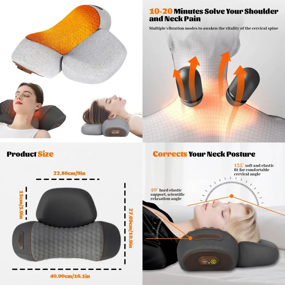 

Усовершенствованная массажная подушка для шеи 3-в-1 с подогревом и тягой для облегчения плеч и глубоких тканей, модель 2025 года