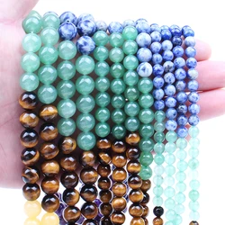 Genuine 7 Chakra Gem Natural Stone Beads Round Smooth Loose Beads for Jewelry Making Bracelet DIY Accessories