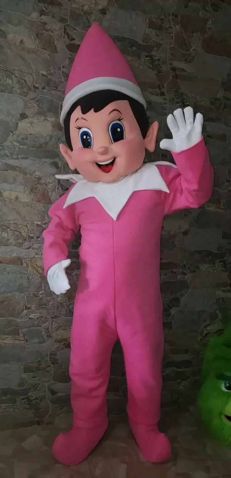 New Adult Halloween Christmas Pink Boy Elf Mascotte Fancy Cartoon Mascot Costume Plush Fancy Dress