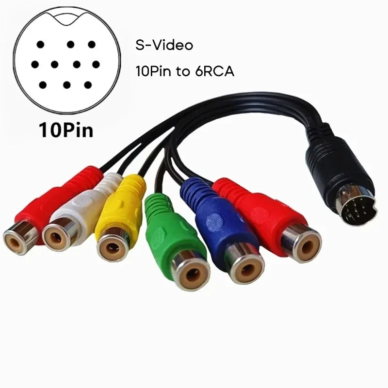 10 Pin S-Video do żeńskiego RGB 6 RCA 10 Pin Din S-wideo męskie kabel komponentowy 30cm dla kabel komponentowy HDTV RGB