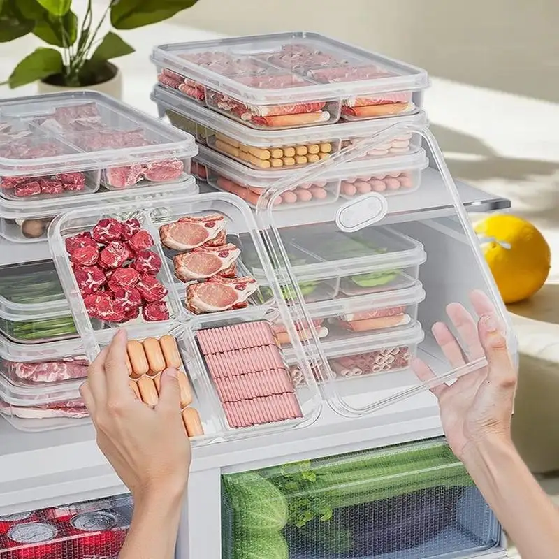 صناديق ثلاجة قابلة للتنفس: 1/3 قطعة 2/3/6 شبكات صناديق تخزين الثلاجة مع فتحات تهوية - موسع نضارة اللحوم #3