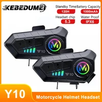 Auriculares Bluetooth 5.3 para Casco Y10, Auriculares Impermeables con Reducción de Ruido para Motocicleta, Auriculares para Casco con Micrófono Suave y Resistente