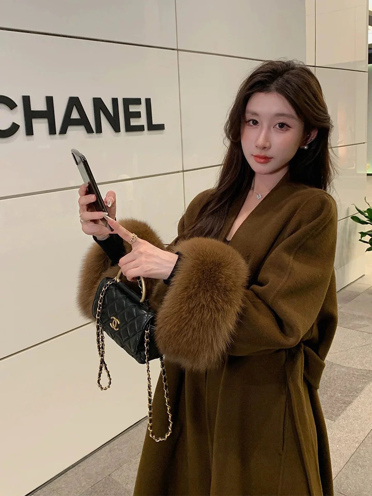 Ele двусторонняя шуба Camere, женская зимняя новая шерстяная верхняя одежда больших размеров, корейская прямая одежда