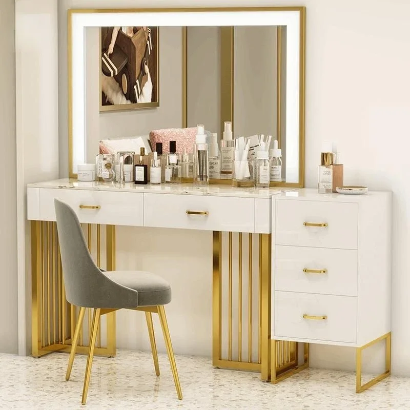 

Luxury Dressers Vanity Drawers Dressing Tables Charging Station Drawers Mirror Lights Modes Mesa De Maquillaje Bedroom Furniture