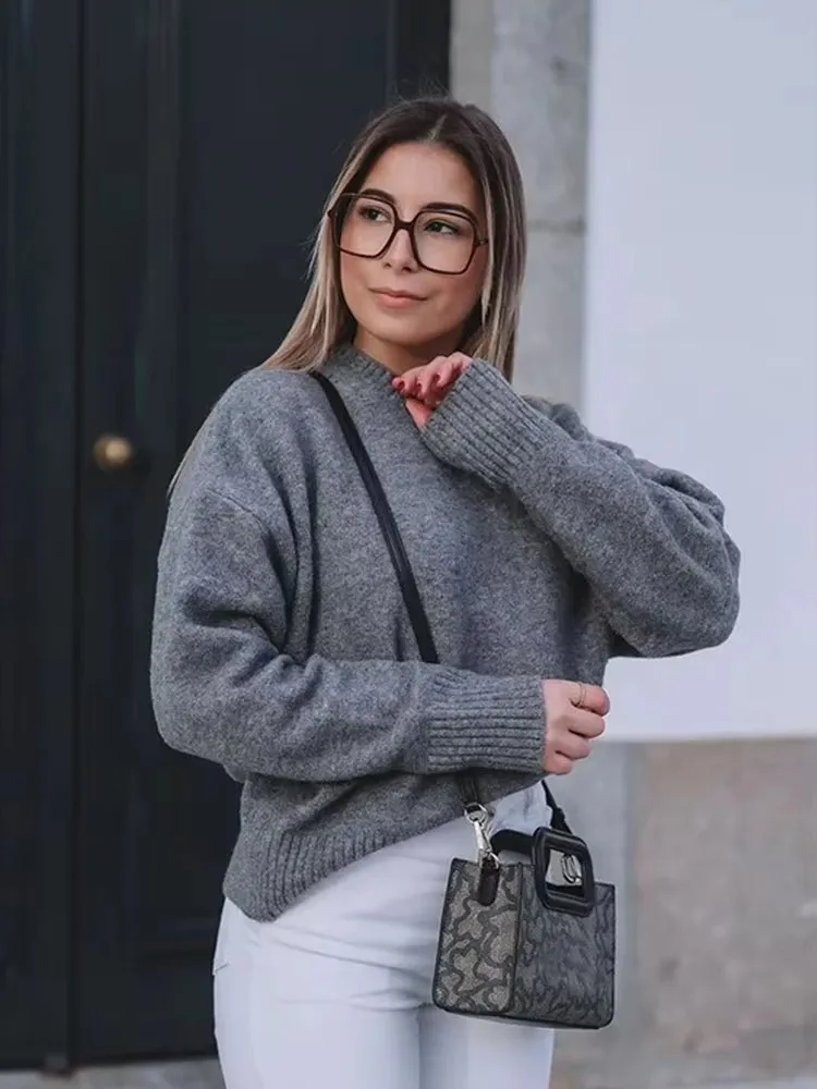 

HH Women Fashion Solid O Neck Sweater Autumn Winter Female Loose Casual Long Sleeve Knitted Pullover Office Lady Basic Top