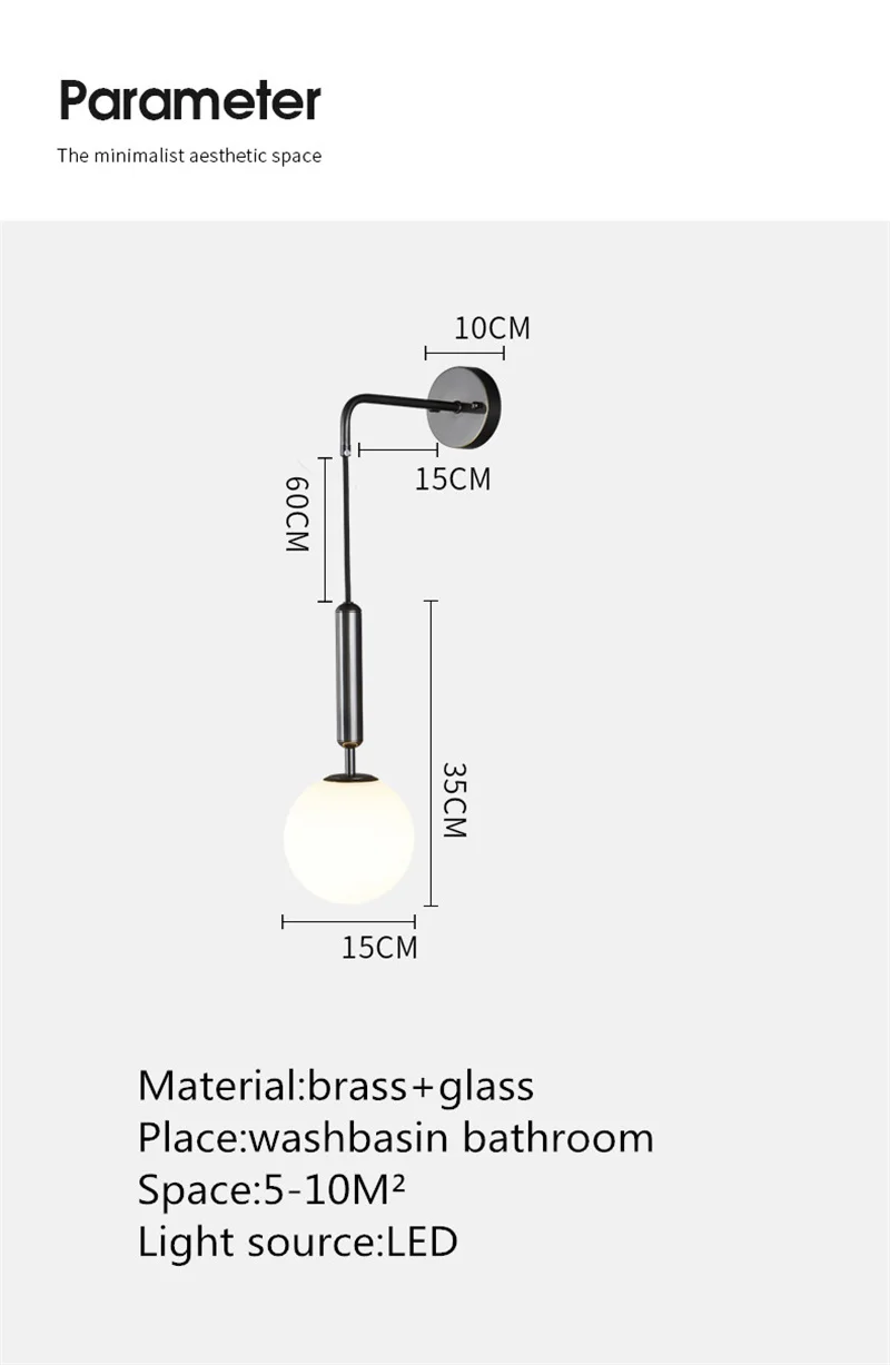 TYLA Modern Indoor Brass Sconce Light LED Simply Creative Copper Wall Lamp for Home Bed Room Decor