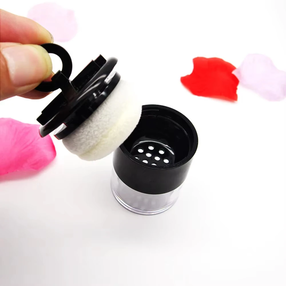 10g Plastic Empty Face Loose Powder Case Makeup Blusher Jar Travel Cosmetic Container With Sifter Puff And Black Lid