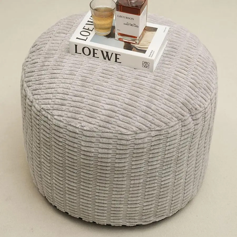 

Stuffed Pouf Ottoman for Foot Rest, Storage Ottoman Pouf Foot Stool Cushion, Faux Fur Poufs with Foam Chunk Filling, 20 X 15 Inc