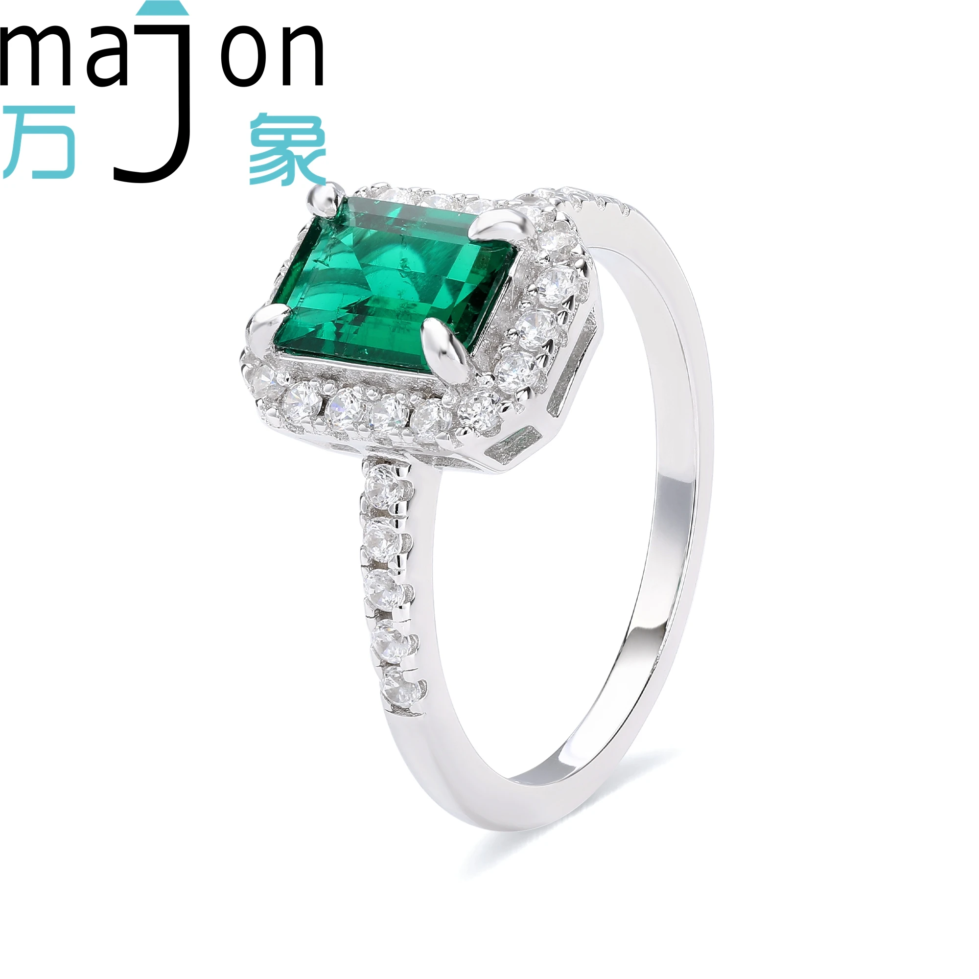 Daily Wear Lab Grown Emerald Zambia Ring S925 Silver Ring For Women Party Anniversary Gift