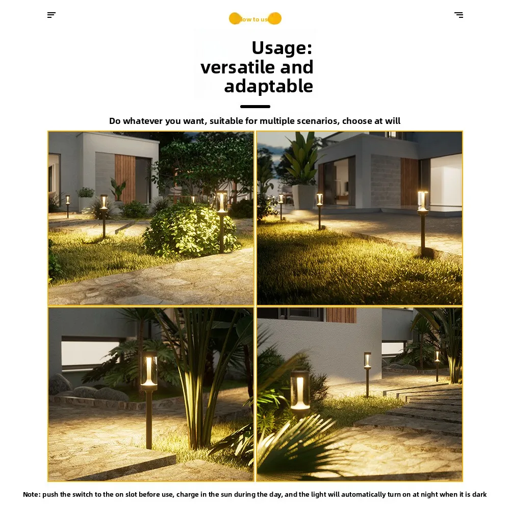 Outdoor Solar Garden Stake Light, Rainproof Landscape Path Lamp, Decorative Lighting for Yard Patio Courtyard