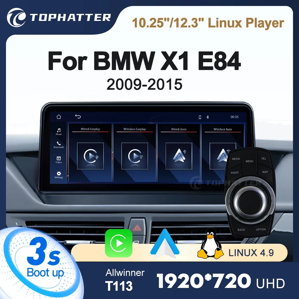 

Linux 10.25 12.3in Car Radio For BMW 2009 2010 X1 E84 Wireless CarPlay Android Auto Multimedia HD Cam Head Unit Screen player