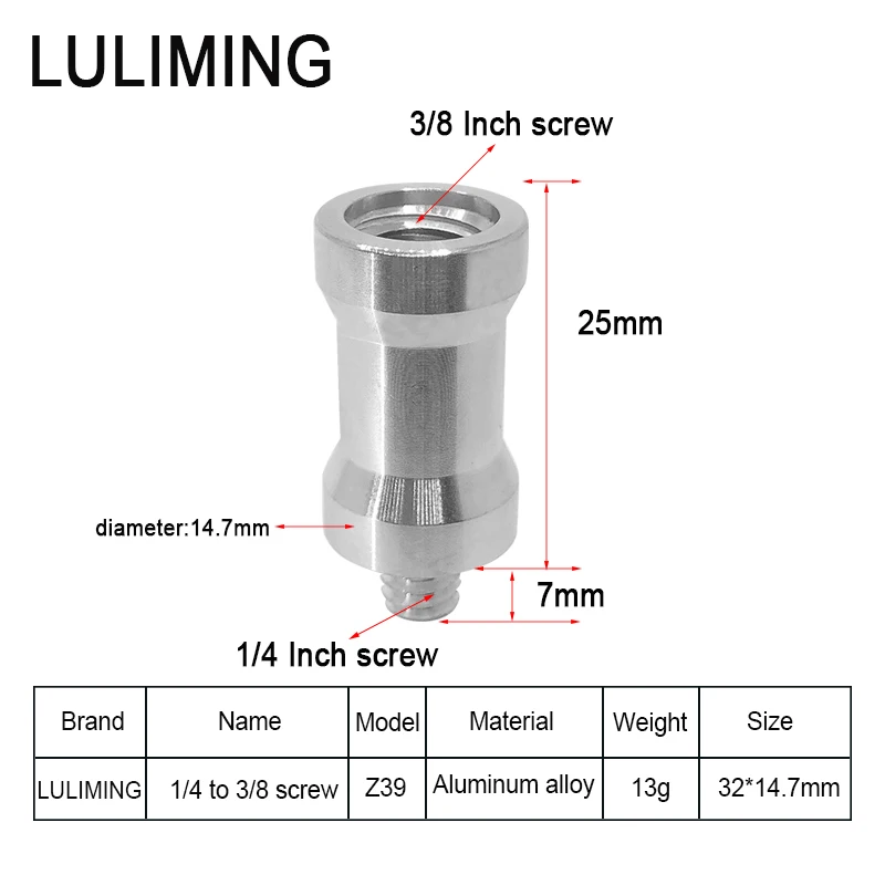 Vis de conversion de support d'invite flash, vis d'appareil photo à tête sphérique pour trépied, alliage d'aluminium, diffusion en direct, accessoire de support, M6, M8, 1/4 à 3/8