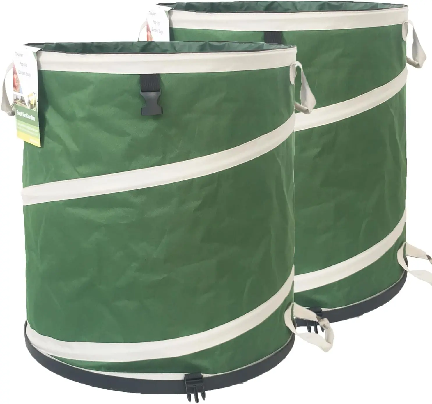 

2-Pack 32 Gallon Collapsible Trash Can (19x25 in) Solid Bottom for Yard Waste Bag,Yard Debris Bag,Pop-Up Trash Can,Recycling Bin